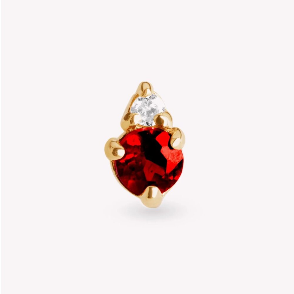 Stone and Strand Garnet Birthstone And Diamond Stud Earring